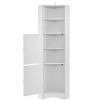 Tall Bathroom Corner Cabinet; Freestanding Storage Cabinet with Doors and Adjustable Shelves; MDF Board; White