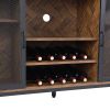 Miltifunctional Industrial Storage Cabinet; Wine Bar Cabinet for Liquor and Glasses; TV Stand & Media Entertainment Center Console Table