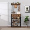 Entryway 4-tier Shoe Rack with Hall Tree; One Set Entryway Show Rack with Storage and Hooks