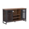 Miltifunctional Industrial Storage Cabinet; Wine Bar Cabinet for Liquor and Glasses; TV Stand & Media Entertainment Center Console Table