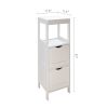 White Floor Cabinet with 2 Drawer Wooden Storage Cabinet Multifunctional Bathroom Storage Organizer Rack Stand