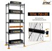 Black 5-Tier Carbon Wire Garage Storage Shelving Unit with 8 Hooks (23.6"W x 59"H x 14"D)