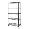 Black 5-Tier Rolled Wire Shelving Unit (36"W x 76"H x 18"D)