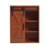 Wood wall-mounted storage cabinet; 5-layer toilet bathroom storage cabinet; multifunctional cabinet with adjustable door; chocolate brown