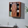 Wood wall-mounted storage cabinet; 5-layer toilet bathroom storage cabinet; multifunctional cabinet with adjustable door; chocolate brown