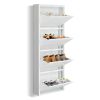 4 Drawer Shoe Cabinet, 4Tier Shoe Rack Storage Organizer, White Color