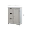 White Bathroom Floor Storage Cabinet;  Wooden Freestanding Storage Cabinet;  Side Storage Organizer with 1 Cupboard and 3 Drawers