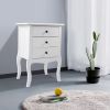 European Bedside Table-Three Pumps White  YJ