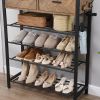 Entryway 4-tier Shoe Rack with Hall Tree; One Set Entryway Show Rack with Storage and Hooks