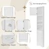 Multi-Functional Corner Cabinet Tall Bathroom Storage Cabinet with Two Doors and Adjustable Shelves;  Open Shelf