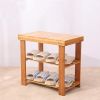 Bosonshop 2- Tier Bamboo Shoe Bench Rack Shoe Storage 19.7" x 10.6" x 17.5" (L x W x H)