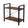 Vintage Bookshelf 2 Tier Bookcase, Modern Narrow Book Shelf and Book Case, Industrial Wood Shelving Unit for Living Room RT