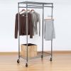 Double Hanging Garment Rack; 38.2in Wx 23.6in Dx 66.1in H; Gunmetal Finish; Gray