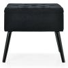 Velvet Storage Ottoman with Solid Wood Legs for Living Room Bedroom