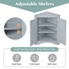 Blue Triangle Bathroom Storage Cabinet with Adjustable Shelves; Freestanding Floor Cabinet for Home Kitchen