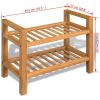 Shoe Rack with 2 Shelves Solid Oak Wood 19.7"x10.6"x15.7"