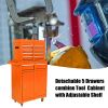 Detachable 4 Drawer Tool Chest with Bottom Cabinet and one Adjustable Shelf--Orange