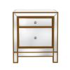 Modern Mirrored Nightstand with 2 Storage Cabinets for Living Room/Bedroom,Crystal Knobs