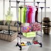 Horizontal & Vertical 3 Tiers Stainless Steel Clothing Garment Shoe Rack