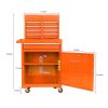 Detachable 4 Drawer Tool Chest with Bottom Cabinet and one Adjustable Shelf--Orange