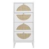 Natural rattan, 4 drawer cabinet, Suitable for living room, bedroom and study,Diversified storage