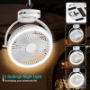 Battery Operated Clip on fan with Camping Lantern, 4 Speeds & Timer, 10000mAh Battery Operated Clip Fan for Bed, Outdoor Travel, Golf Cart - White