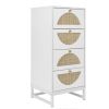 Natural rattan, 4 drawer cabinet, Suitable for living room, bedroom and study,Diversified storage