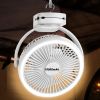 Battery Operated Clip on fan with Camping Lantern, 4 Speeds & Timer, 10000mAh Battery Operated Clip Fan for Bed, Outdoor Travel, Golf Cart - White