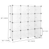 Modular Closet Organizer Plastic Cabinet 16 Cube Wardrobe Cubby Shelving Storage Cubes Drawer Unit DIY Bookcase Closet System Cabinet with Doors White