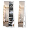 Jewelry Armoire with Full Length Mirror 360Â° and Large Capacity Jewelry Organizer Armoire; Lockable Mirror with Jewelry Storage; Multi Storage Shelves