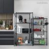 Black 5-Tier Rolled Wire Garage Storage Shelving Unit (36"W x 77"H x 18"D)