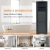 Tall Bathroom Corner Cabinet, Freestanding Storage Cabinet with Doors and Adjustable Shelves, MDF Board, Black