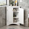 White Triangle Bathroom Storage Cabinet with Adjustable Shelves; Freestanding Floor Cabinet for Home Kitchen