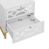 2 drawer nightstand,Small Bedside Table with 2 Drawers,White Mirrored Nightstand,with Gold Legs, Side Table with Storage for Bedroom, Living Room