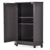 Bathroom Cabinet Triangle Corner Storage Cabinet with Adjustable Shelf Modern Style MDF Board; Black Brown