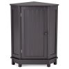 Bathroom Cabinet Triangle Corner Storage Cabinet with Adjustable Shelf Modern Style MDF Board; Black Brown