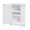 White Bathroom Cabinet Triangle Corner Storage Cabinet with Adjustable Shelf Modern Style MDF Board