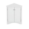 White Triangle Bathroom Storage Cabinet with Adjustable Shelves; Freestanding Floor Cabinet for Home Kitchen