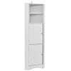 Tall Bathroom Corner Cabinet; Freestanding Storage Cabinet with Doors and Adjustable Shelves; MDF Board; White