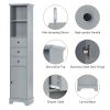 Grey Tall Bathroom Cabinet; Freestanding Storage Cabinet with 3 Drawers and Adjustable Shelf; MDF Board with Painted Finish