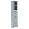 Grey Tall Bathroom Cabinet; Freestanding Storage Cabinet with 3 Drawers and Adjustable Shelf; MDF Board with Painted Finish