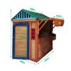 Eco-friendly Outdoor Wooden 4-in-1 Game House for kids garden playhouse with different games on every surface; Solid wood; 61.4"Lx45.98'Wx64.17H