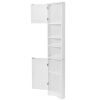 Multi-Functional Corner Cabinet Tall Bathroom Storage Cabinet with Two Doors and Adjustable Shelves; Open Shelf; White