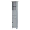 Grey Tall Bathroom Cabinet; Freestanding Storage Cabinet with 3 Drawers and Adjustable Shelf; MDF Board with Painted Finish