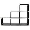 Multifunctional Assembled 3 Tiers 6 Compartments Storage Shelf Black