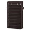 10 Tiers Shoe Rack with Dustproof Cover Closet Shoe Storage Cabinet Organizer Dark Brown RT