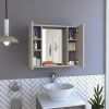 Artemisa Medicine Cabinet; Double Door; Mirror; One External Shelf -Light Gray