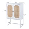 Natural Rattan 2 Door high cabinet; Built-in adjustable shelf; Easy Assembly; Free Standing Cabinet for Living Room Bedroom