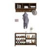 Coat Rack Shoe Bench Set; Hall Tree with Shoe Bench; Industrial Shoe Rack Bench with Coat Rack; 7 Hooks for Entryway; Hallway; 5-in-1Design; Brown