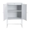 Natural Rattan 2 Door high cabinet; Built-in adjustable shelf; Easy Assembly; Free Standing Cabinet for Living Room Bedroom